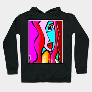 Young Girl Abstract Modern Art Colorful Psychedelic Print Hoodie